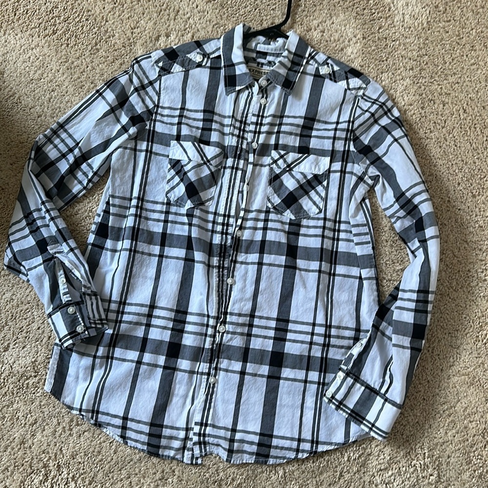 Express• plaid button down